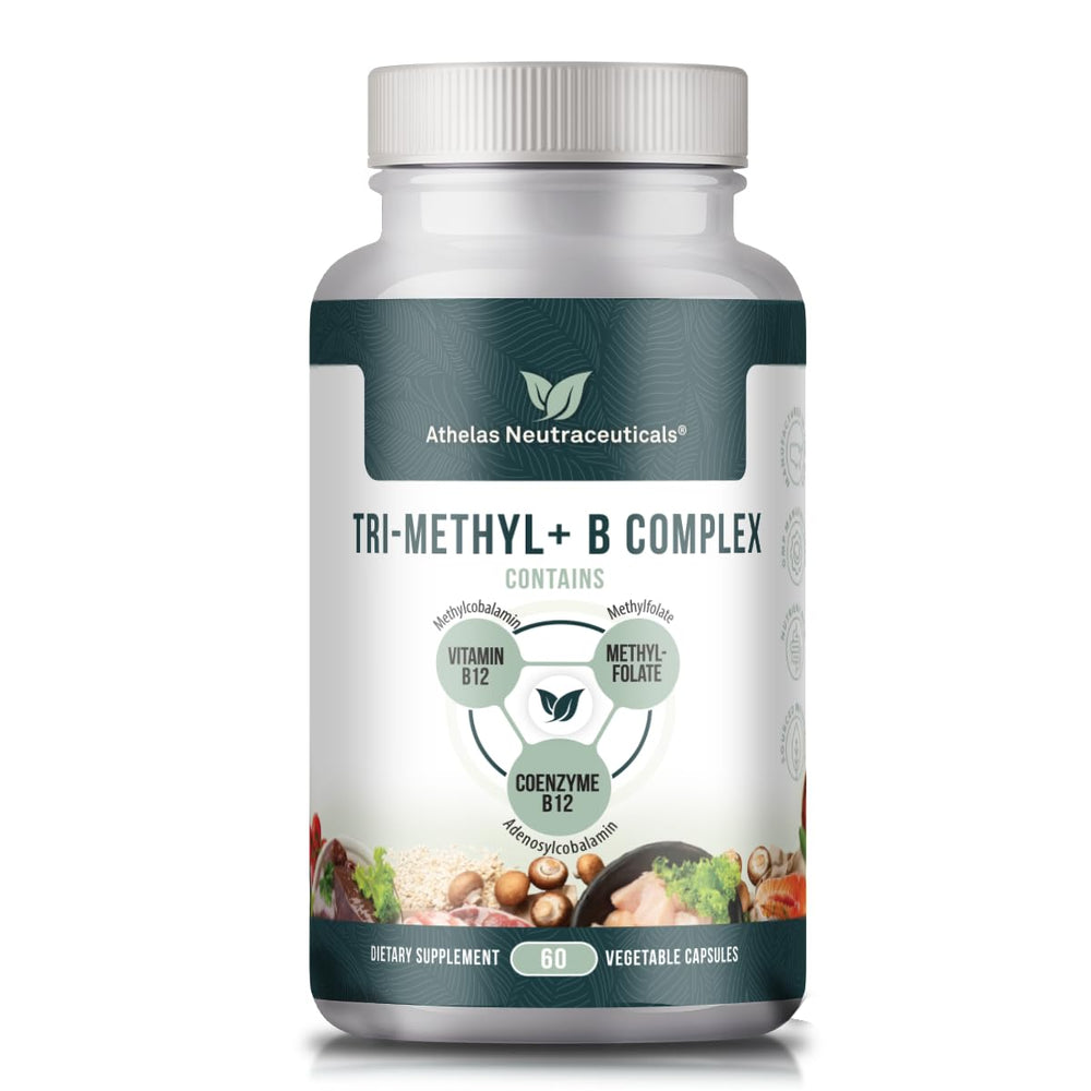 Athelas Neutraceuticals envase frontal del Tri-Methyl+ que resalta ingredientes activos
