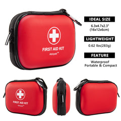 Atickyaid interior organizado con vendajes y gasas listo para emergencias