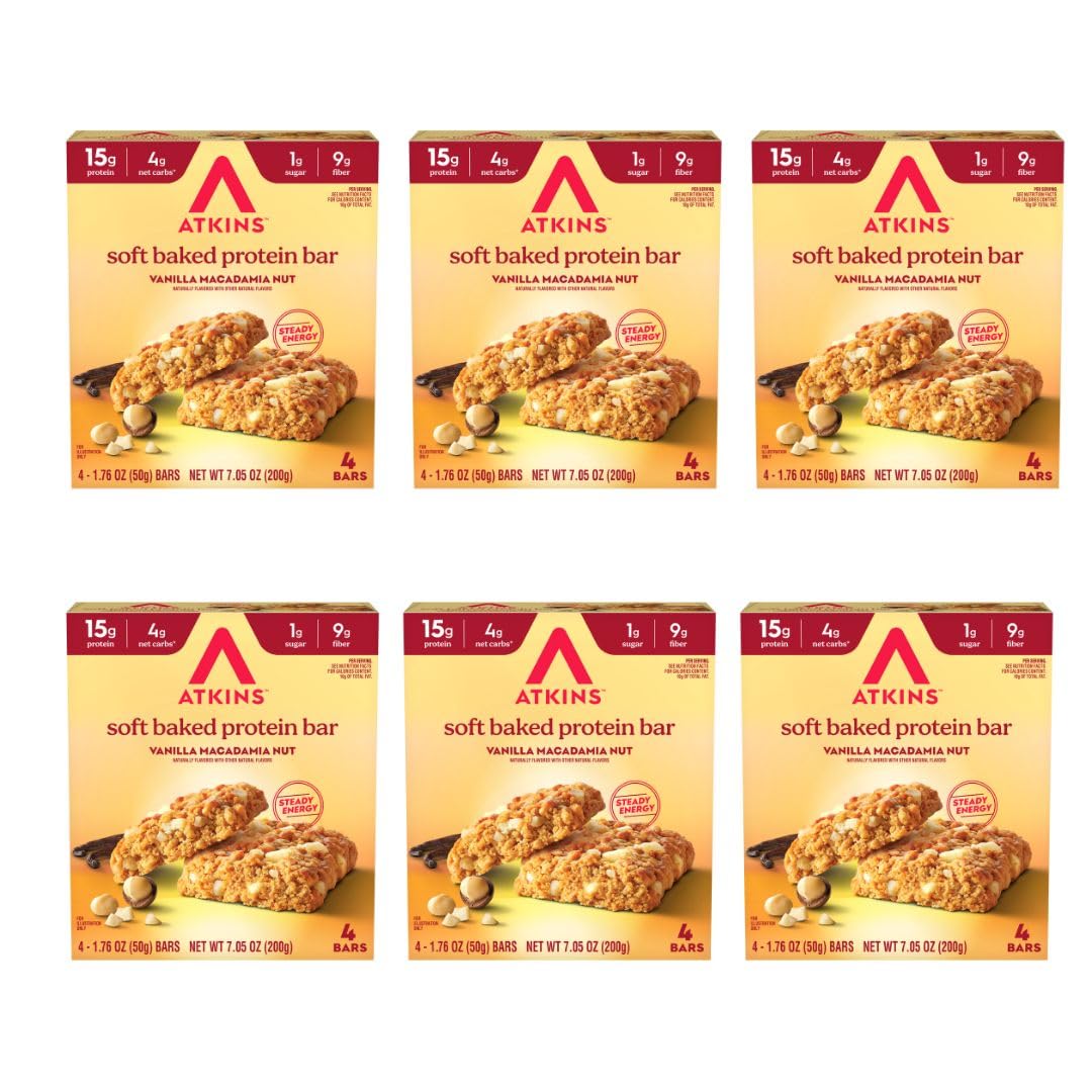 Atkins empaque frontal de barras soft baked, conveniente para llevar