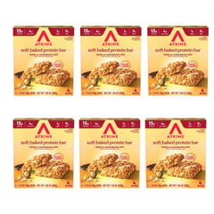 Atkins empaque frontal de barras soft baked, conveniente para llevar