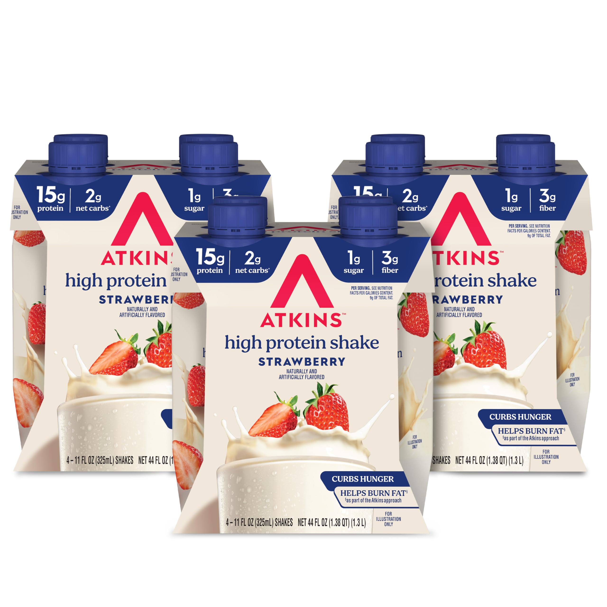 Atkins batido fresa frente mostrando envase y marca, práctico para llevar