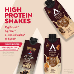 Atkins tres sabores alineados para elección y conveniencia