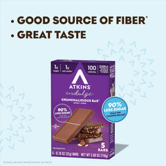 Atkins primer plano de la cobertura de chocolate que ofrece sabor dulce con bajo azúcar