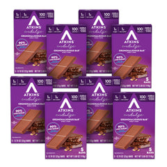 Atkins Endulge frente del paquete muestra 40 barras, ideal para almacenamiento y uso prolongado
