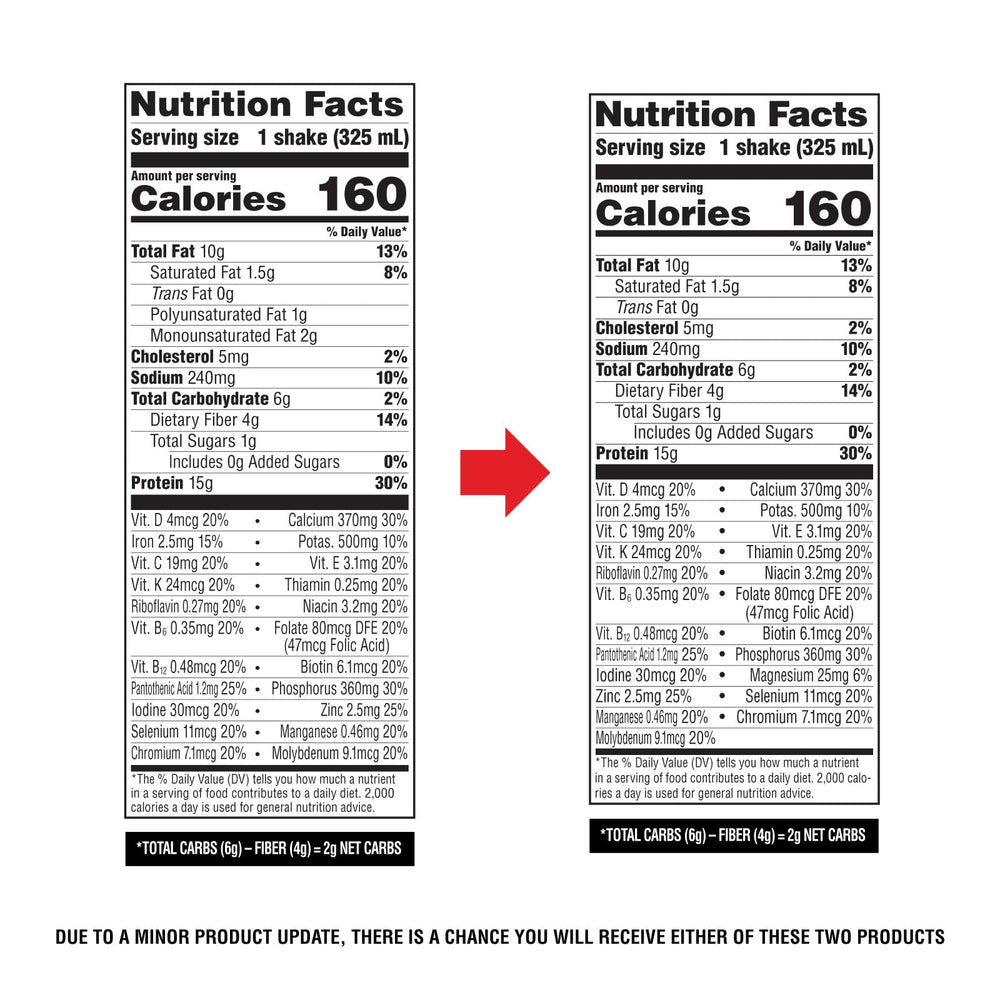 Atkins etiqueta nutricional destacando proteína y bajos carbohidratos