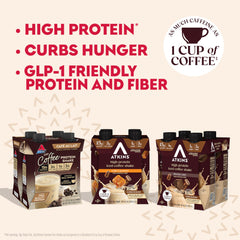 Atkins etiqueta nutricional resaltando 15 g proteína y bajo carbohidrato