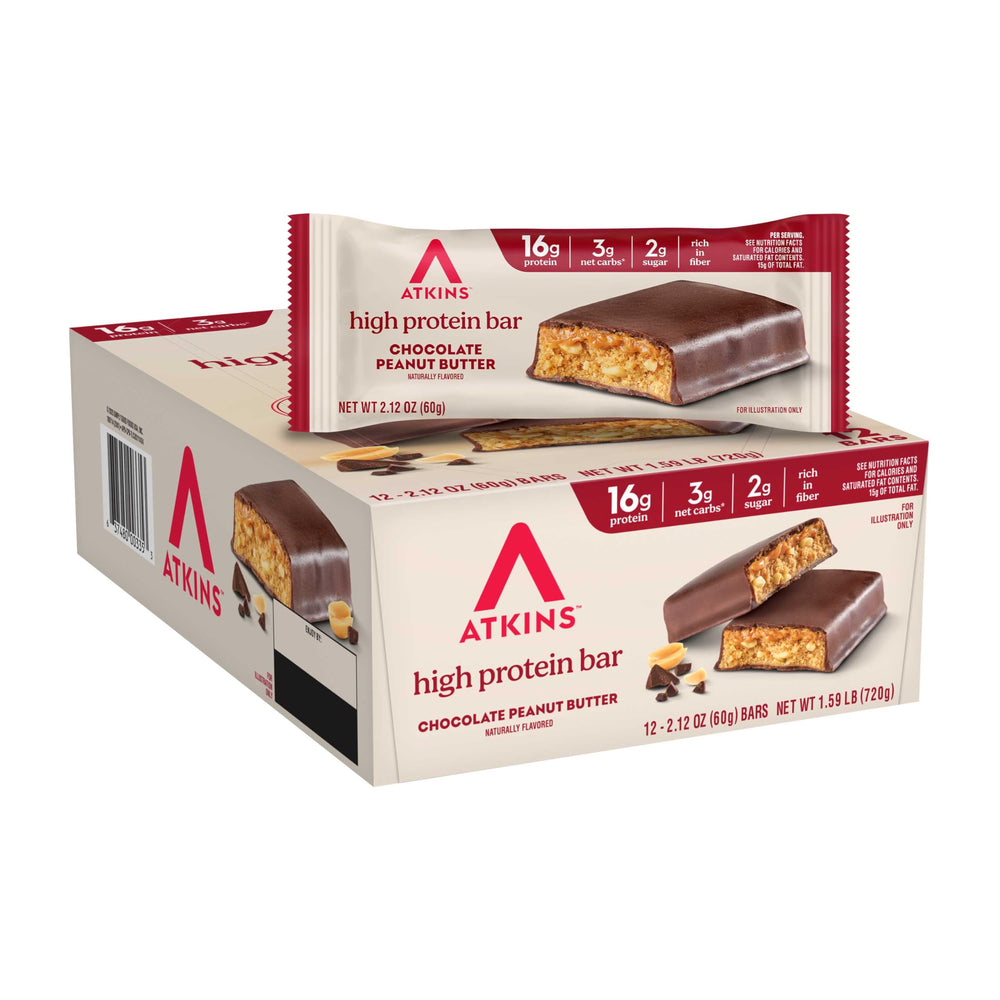Atkins empaque frontal que muestra sabor y conveniencia
