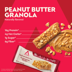 Atkins textura detalle de granola y cacahuate con atractivo crujiente