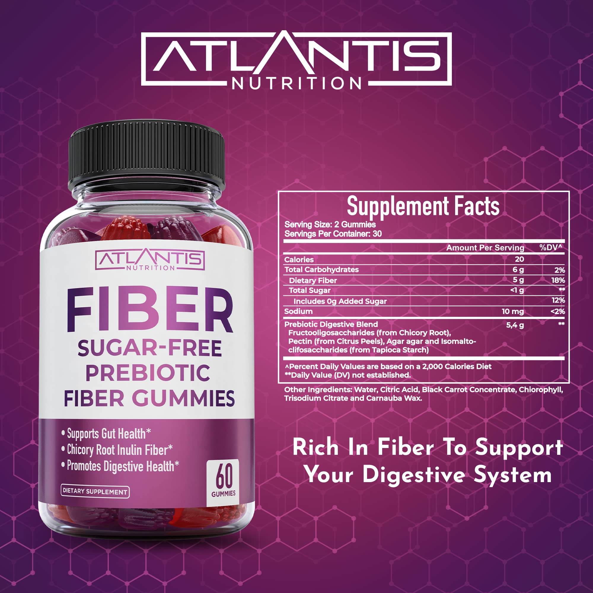 Atlantis Nutrition etiqueta con lista de ingredientes y calidad garantizada