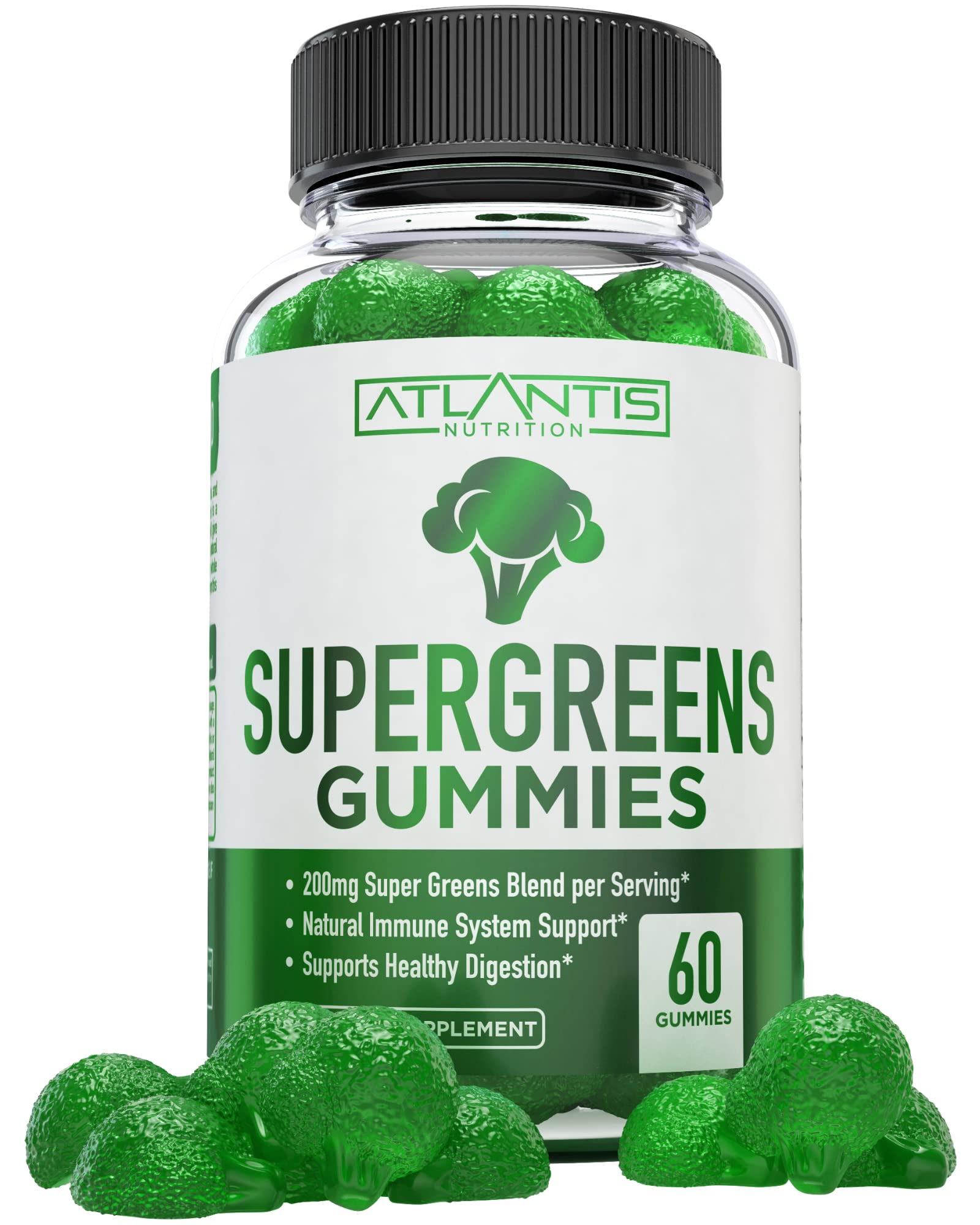 Atlantis Nutrition empaque frontal mostrando 60 gomitas y beneficios