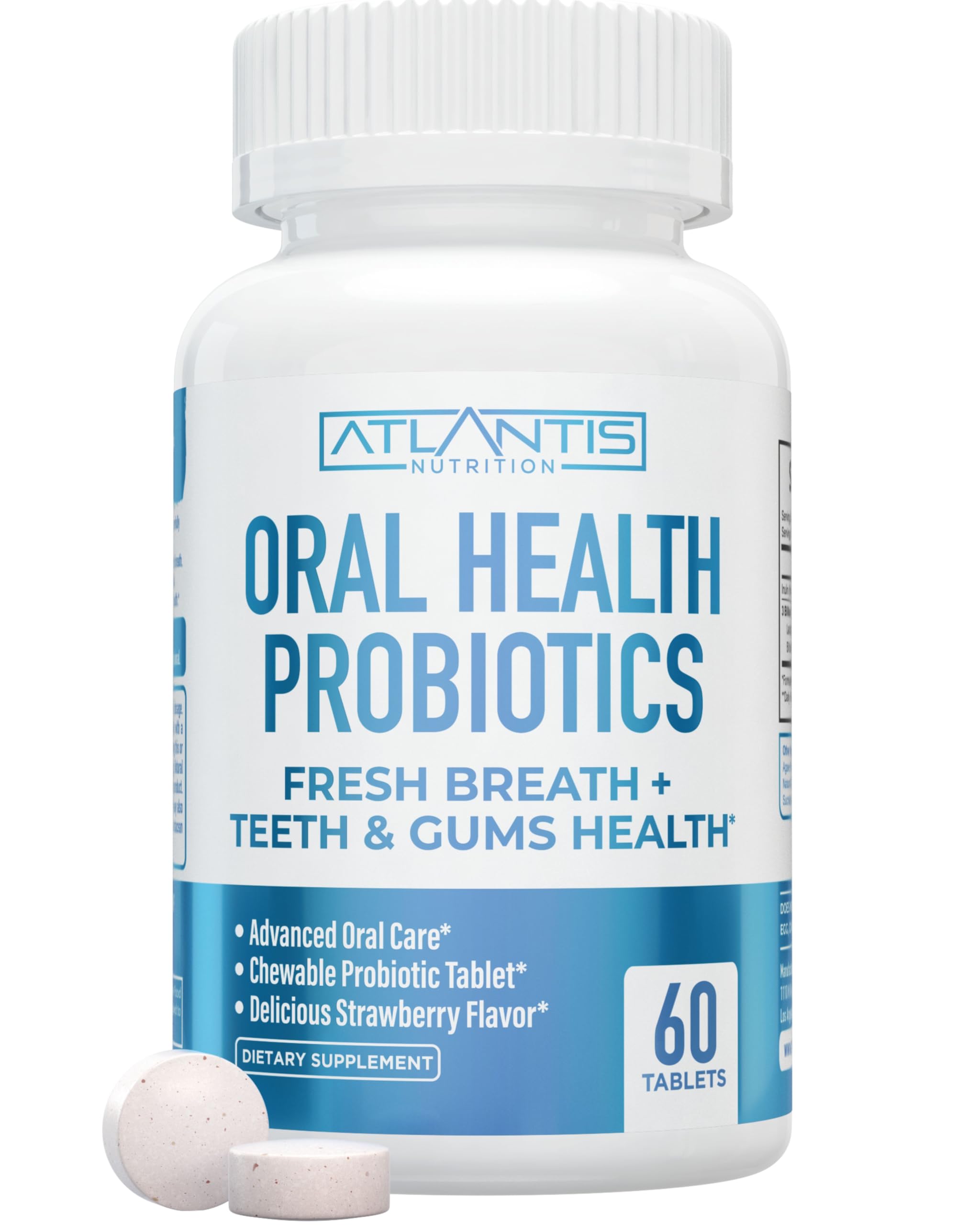 Atlantis Nutrition frente del envase mostrando 60 tabletas y beneficios