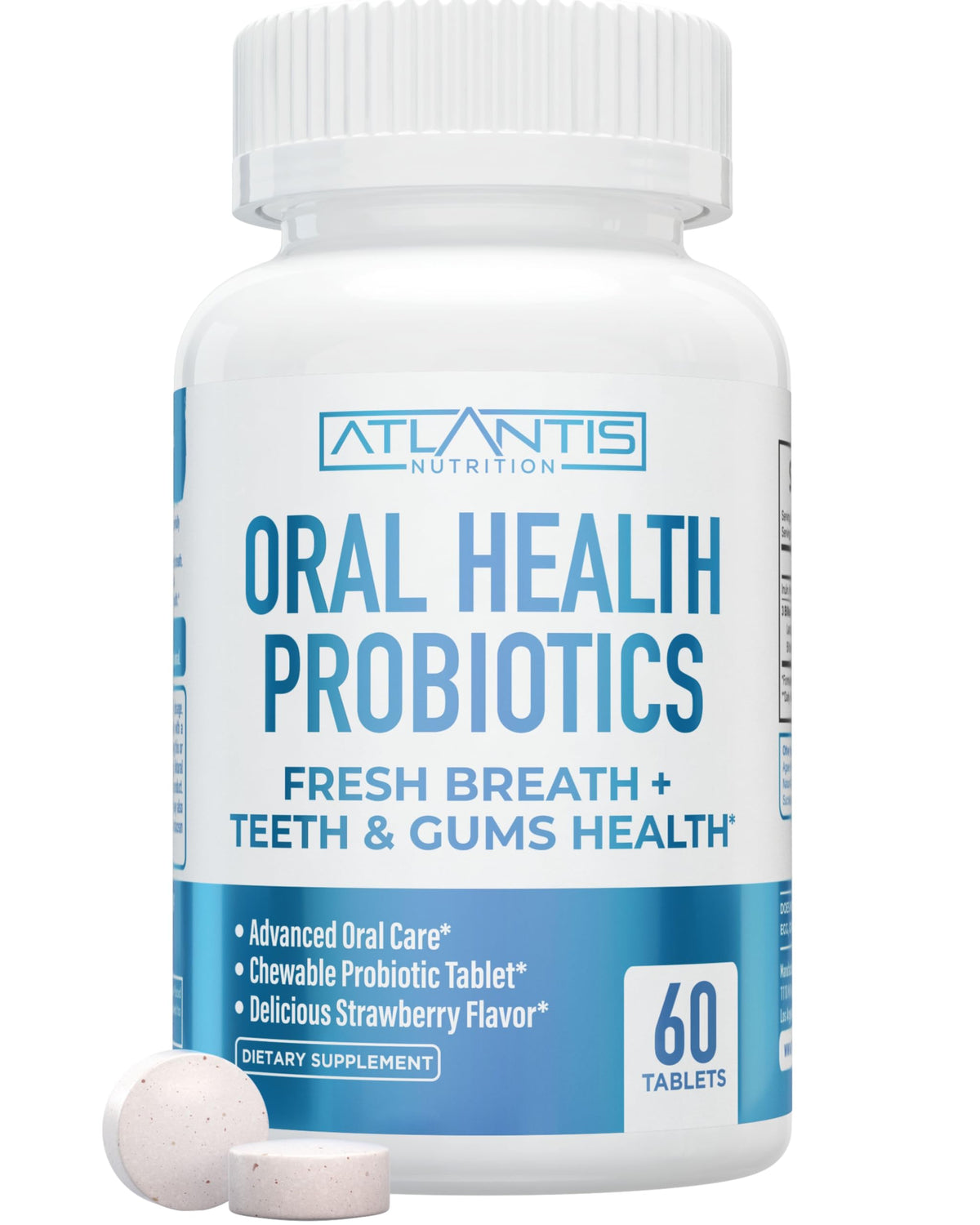 Atlantis Nutrition frente del envase mostrando 60 tabletas y beneficios