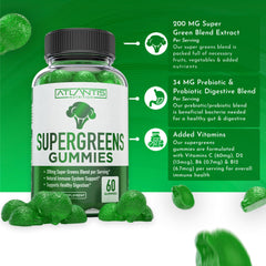 Atlantis Nutrition gomita con forma de brócoli en la mano para fácil consumo