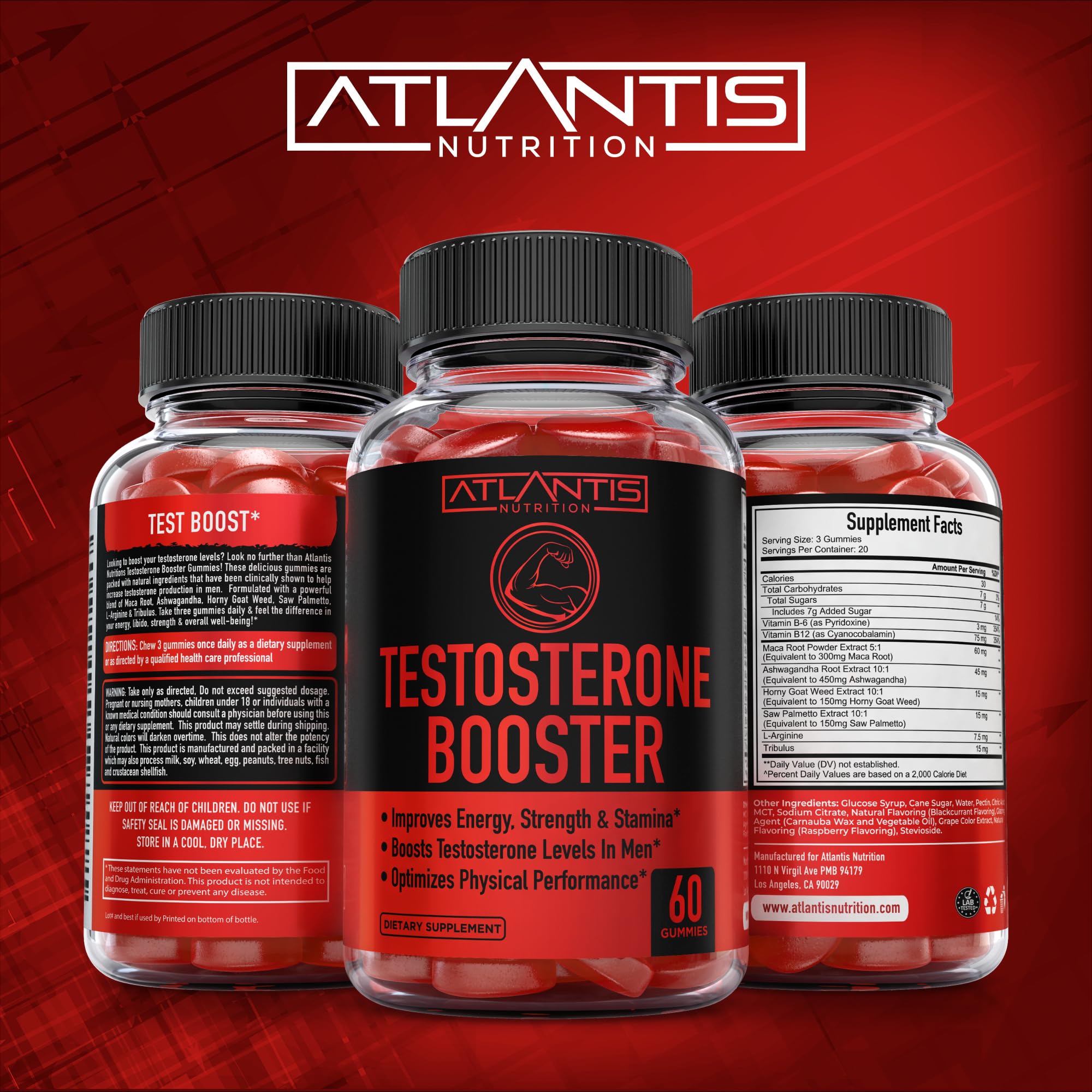 Atlantis Nutrition gomitas dispersas sobre mesa destacando color y formato
