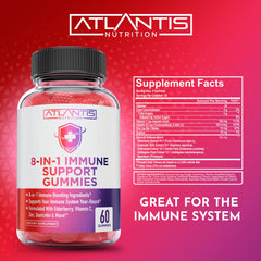 Atlantis Nutrition comparación de tamaño de las gomitas con una moneda