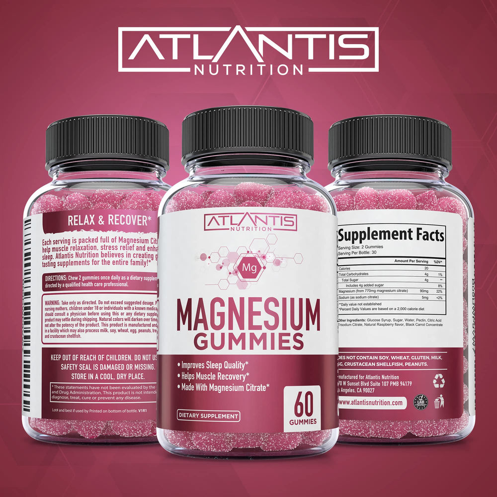 Atlantis Nutrition primer plano textura de una gomita, aspecto masticable y apetecible