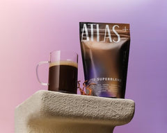 Atlas Coffee Club gráfico de preparación mostrando mezcla y textura tipo latte