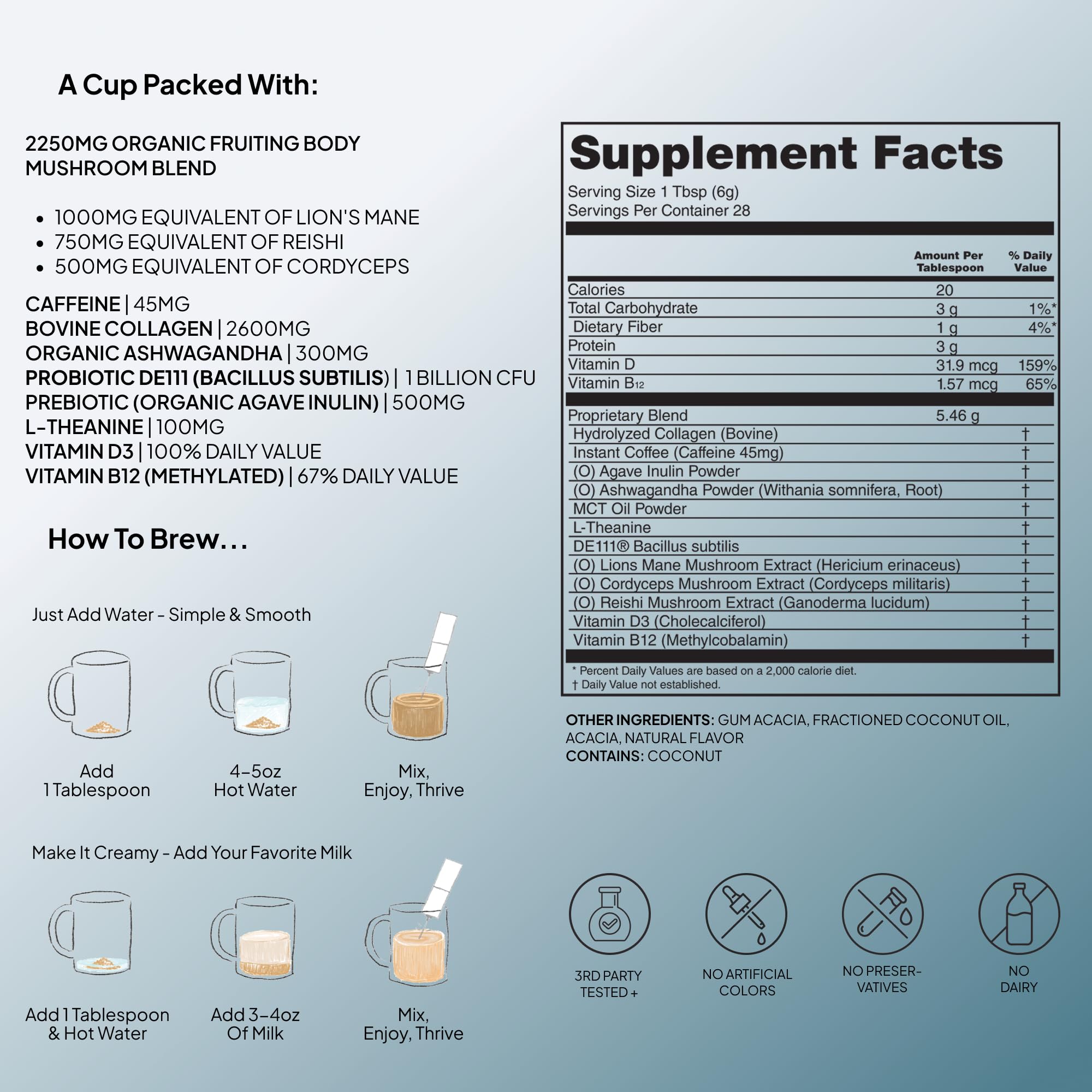 Atlas Coffee Club etiqueta con lista de ingredientes para transparencia nutricional