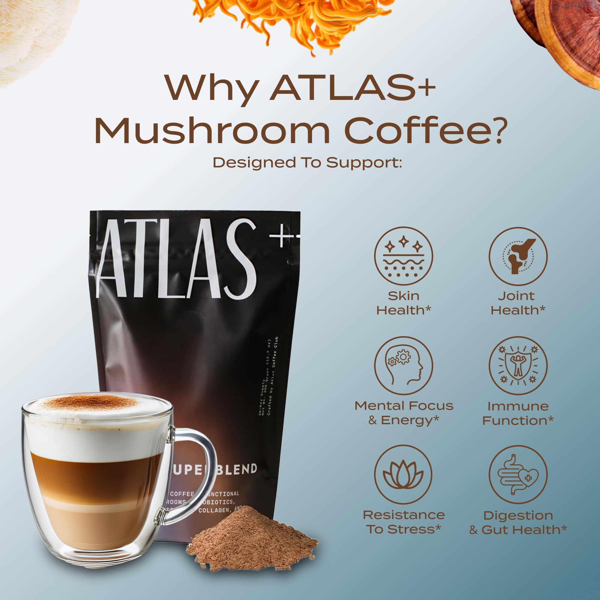 Atlas Coffee Club textura en cuchara mostrando polvo fino y soluble