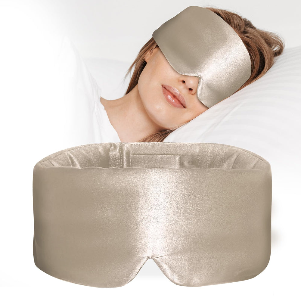 ATreebay antifaz frontal taupe mostrando cobertura amplia y confort