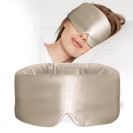 ATreebay antifaz frontal taupe mostrando cobertura amplia y confort