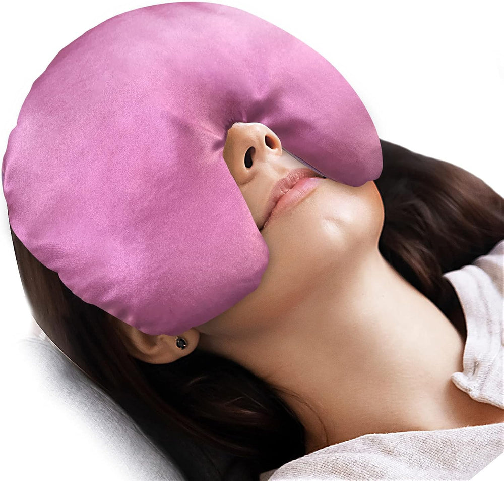 Atsuwell mascarilla frente rosa mostrando diseño y bloqueo de luz