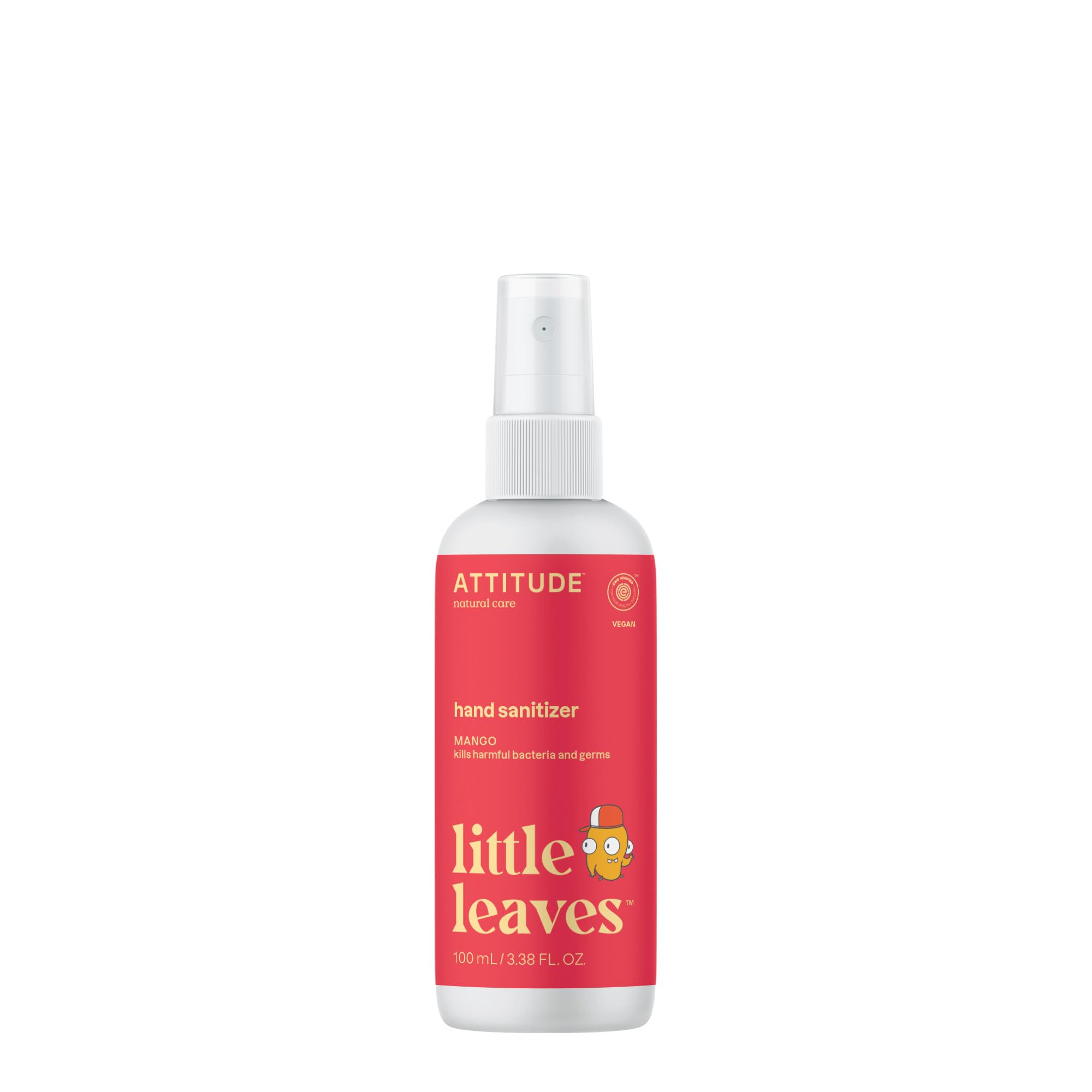ATTITUDE spray frontal con aroma a mango mostrando diseño y tamaño portátil