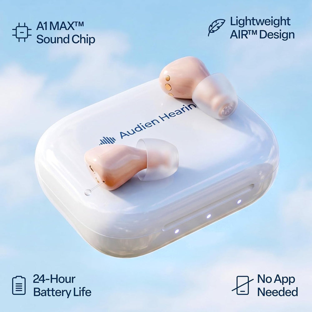 Audien Atom Air detalle de textura y botón para manejo cómodo