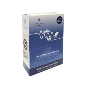 Audio-Wipes paquete abierto mostrando las 100 unidades listas
