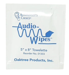 AUDIOLOGIST'S CHOICE toallita extendida mostrando textura suave y segura