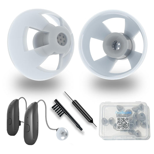 Audisaisi envase frontal 20 piezas mostrando compatibilidad ReSound y comodidad