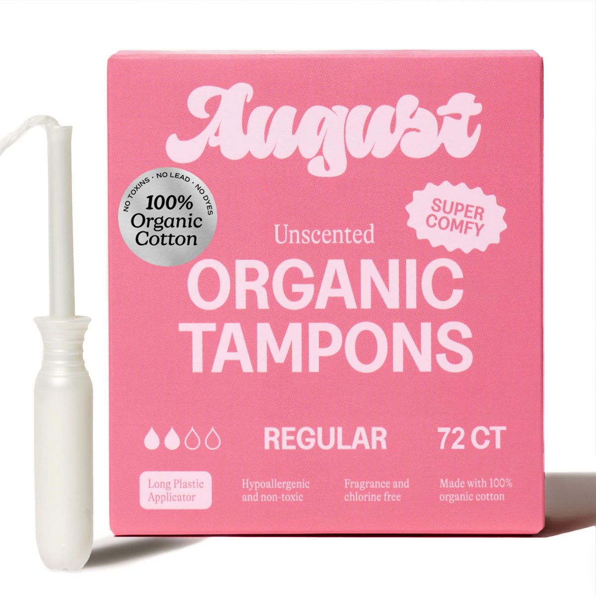 August empaque frontal mostrando las tres cajas y beneficio ecológico