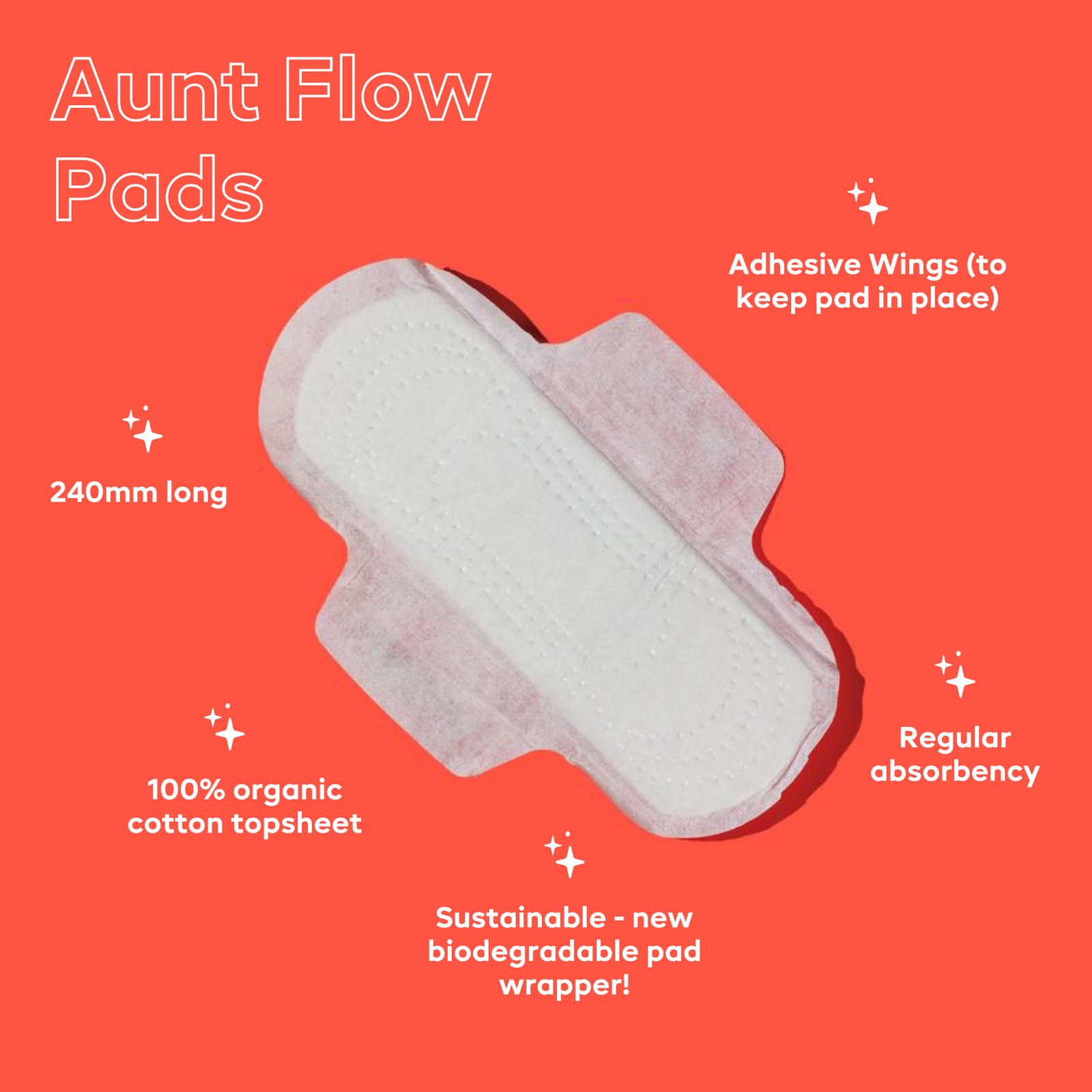 Aunt Flow primer plano del algodón orgánico para sensación suave