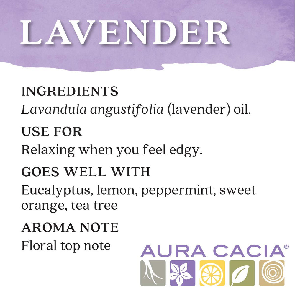 Aura Cacia planta de lavanda en campo mostrando origen botánico natural