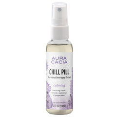 Aura Cacia frasco frontal mostrando tamaño y marca, portátil y práctico
