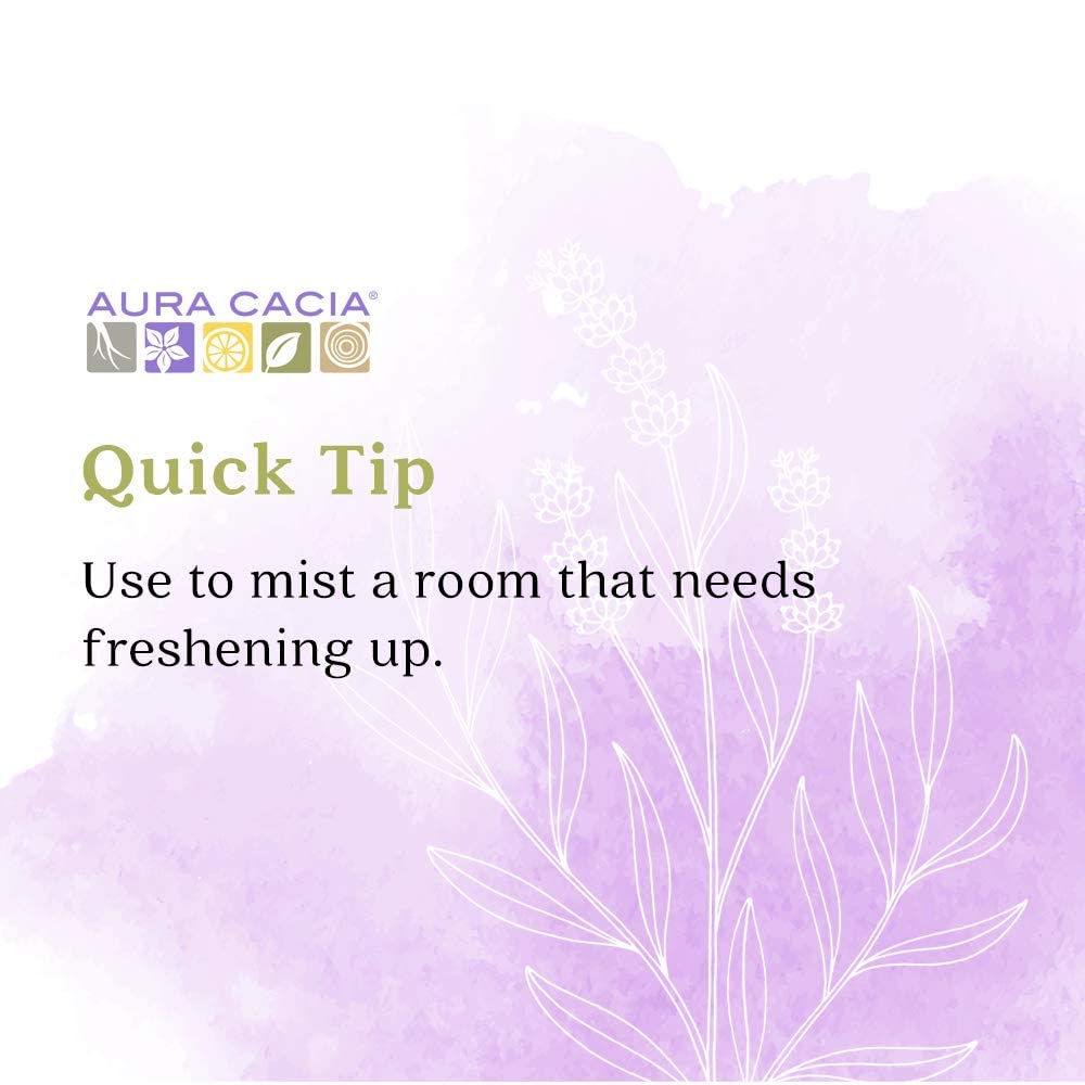 Aura Cacia rociada sobre sábanas blancas para descanso reparador