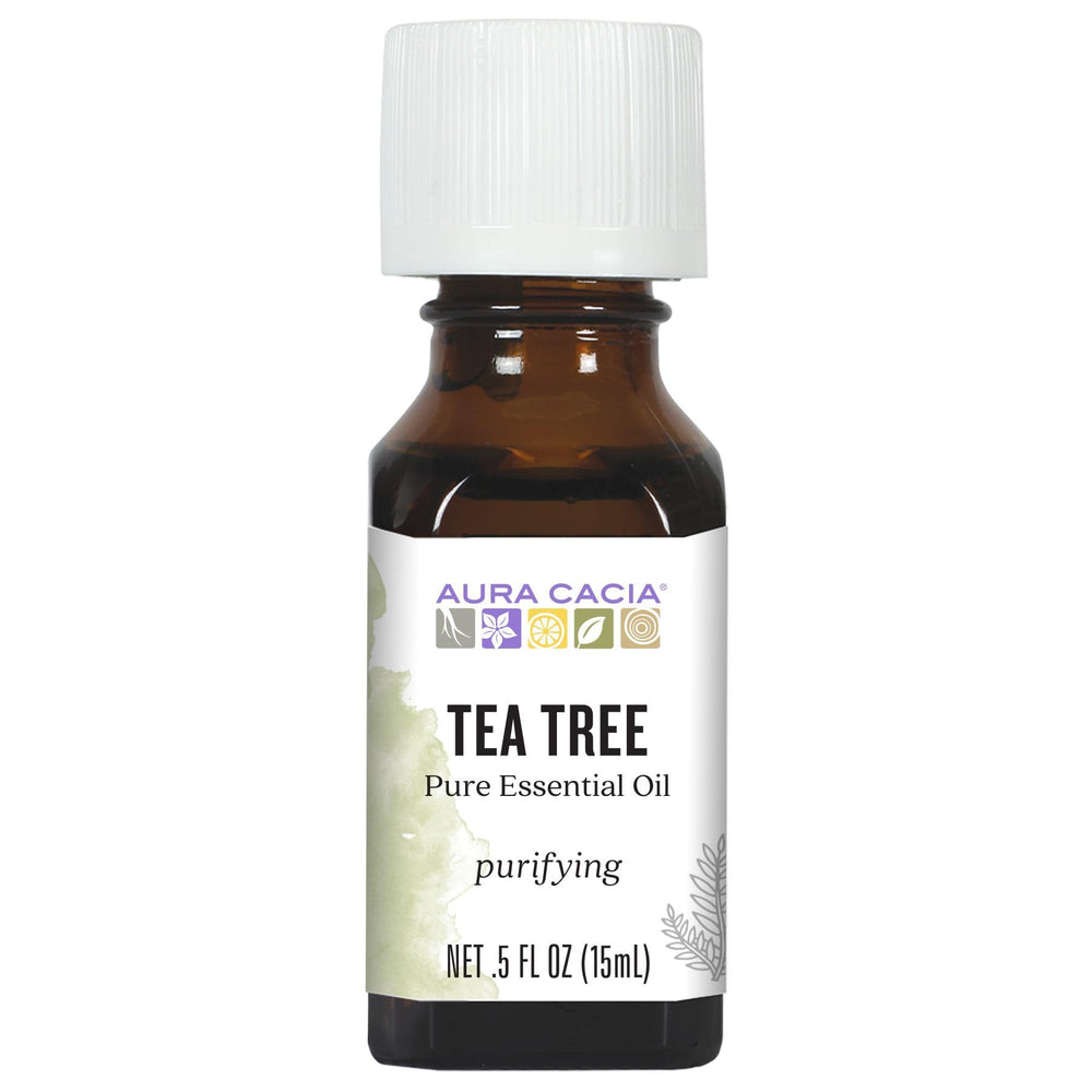 Aura Cacia frasco frontal 15 ml mostrando etiqueta y tamaño práctico