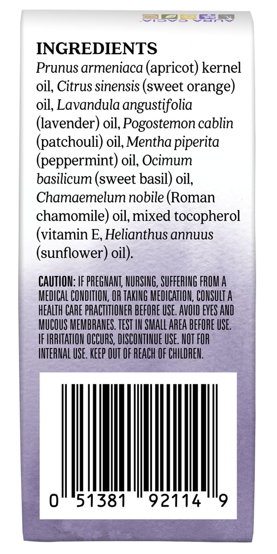 Aura Cacia aceite en piel detalle de textura ligera y rápida absorción
