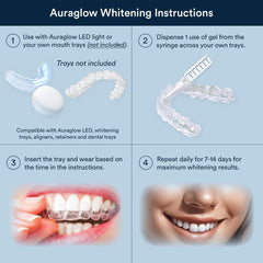 Auraglow aplicando gel en una férula, facilita uso seguro en casa