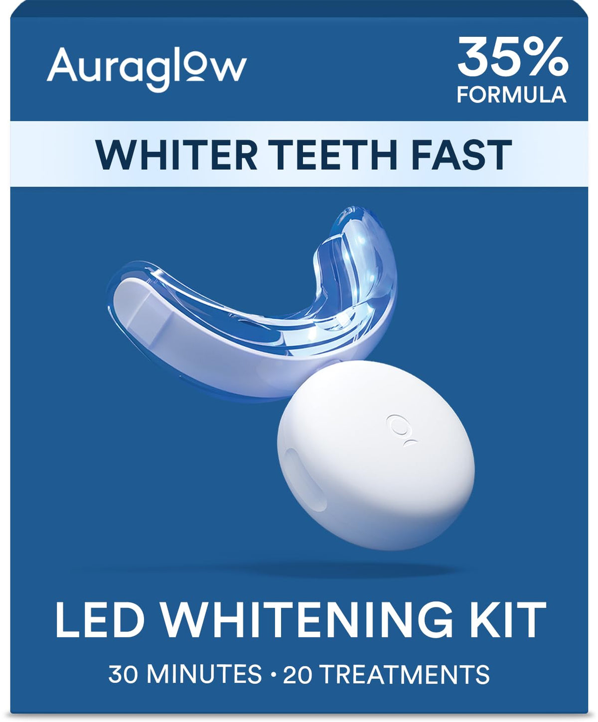 AURAGLOW embalaje frontal mostrando kit completo y beneficios visibles