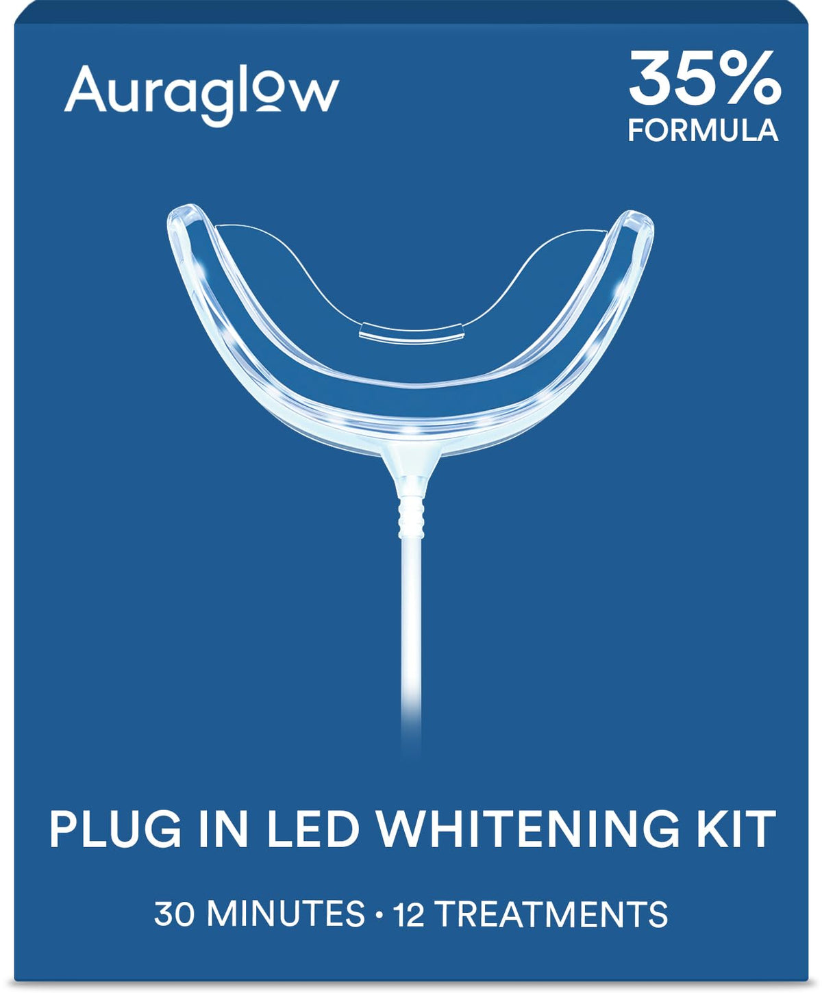 Auraglow frontal del kit mostrando caja y componentes, claridad inmediata