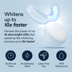 AURAGLOW luz LED encendida sobre bandeja, acelera el efecto del gel