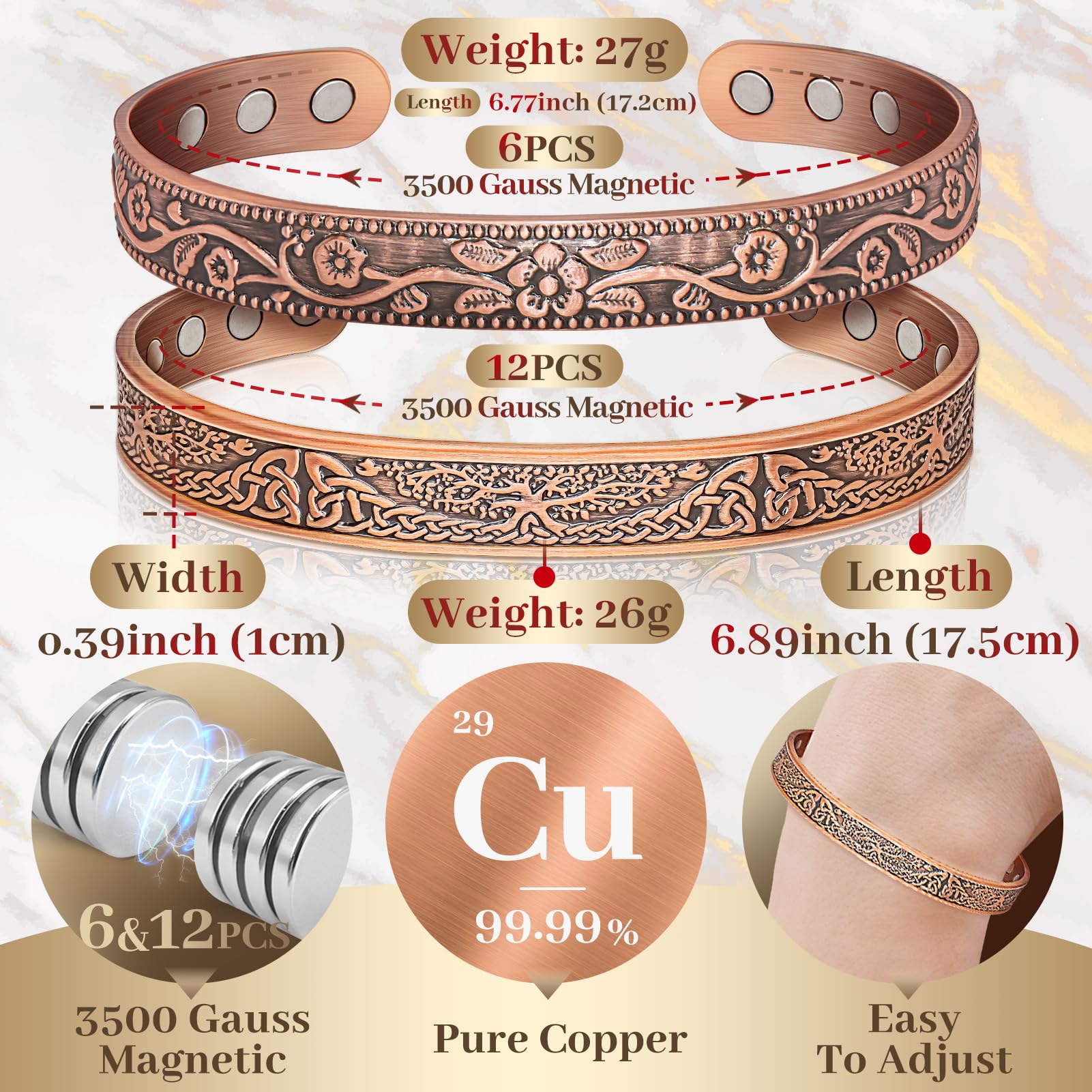 Auramag pulsera en muñeca mostrando ajuste semicerrado cómodo