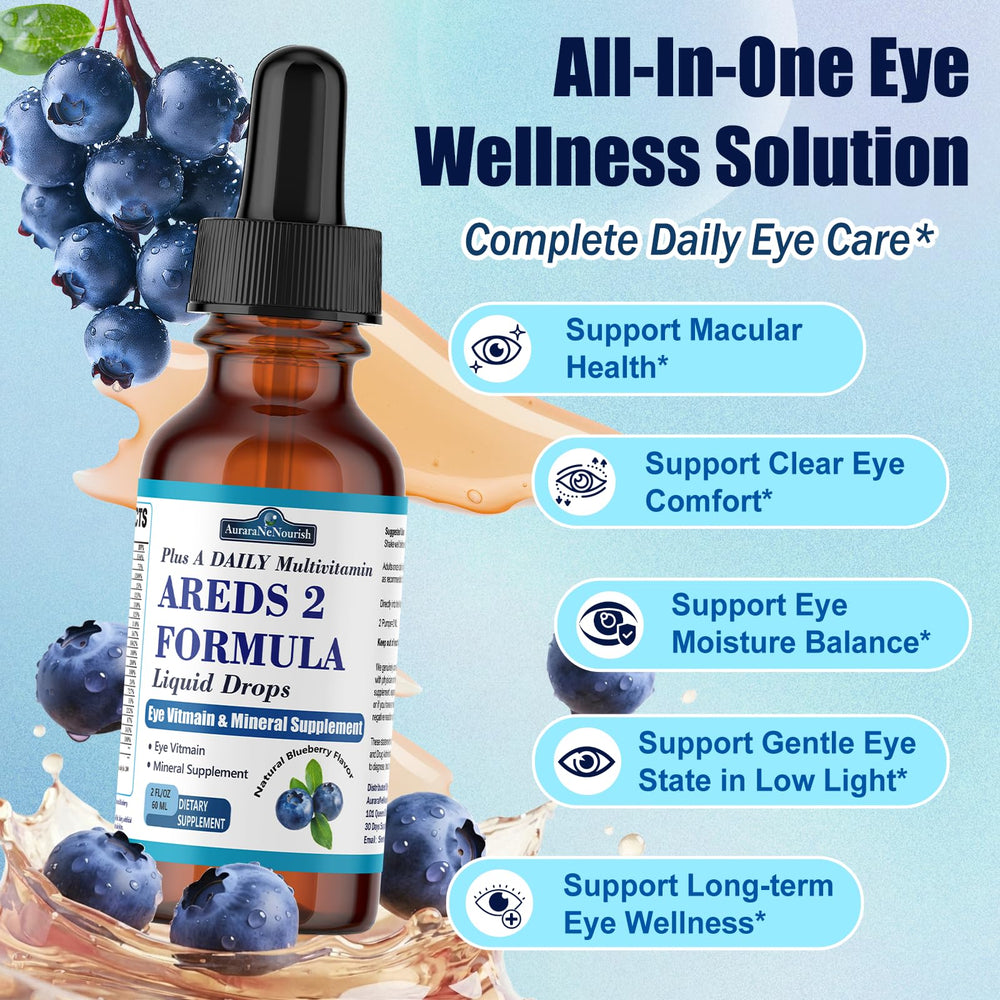 AuraraNeNourish etiqueta de ingredientes explicando nutrientes clave para apoyo ocular