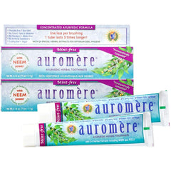 Auromere frontal del empaque mostrando nombre y beneficios naturales