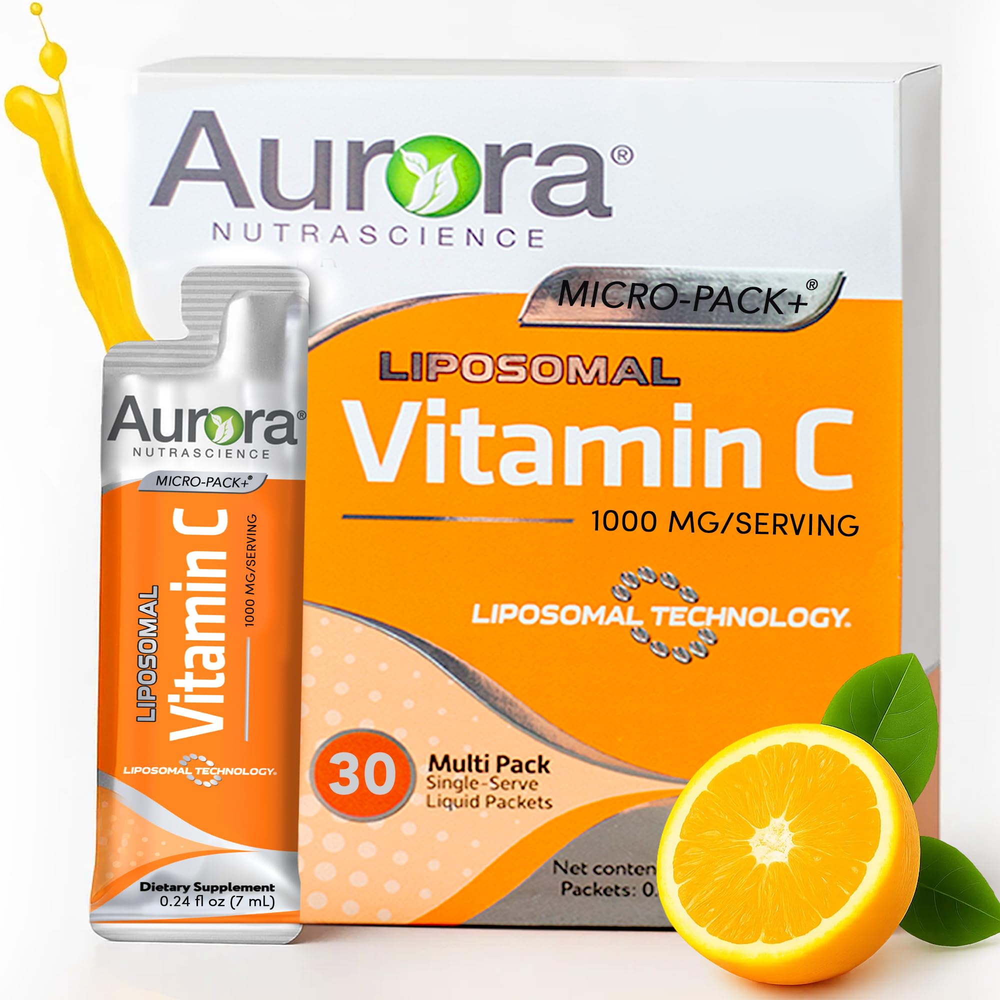 Vida Lifescience Aurora packaging frontal mostrando 30 sobres y beneficio de absorción