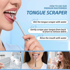 Aussumy raspador curvo primer plano para zonas posteriores de la lengua