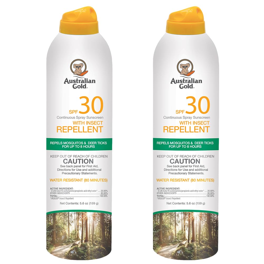 Australian Gold vista frontal del pack de 2 botellas mostrando etiqueta y tamaño práctico