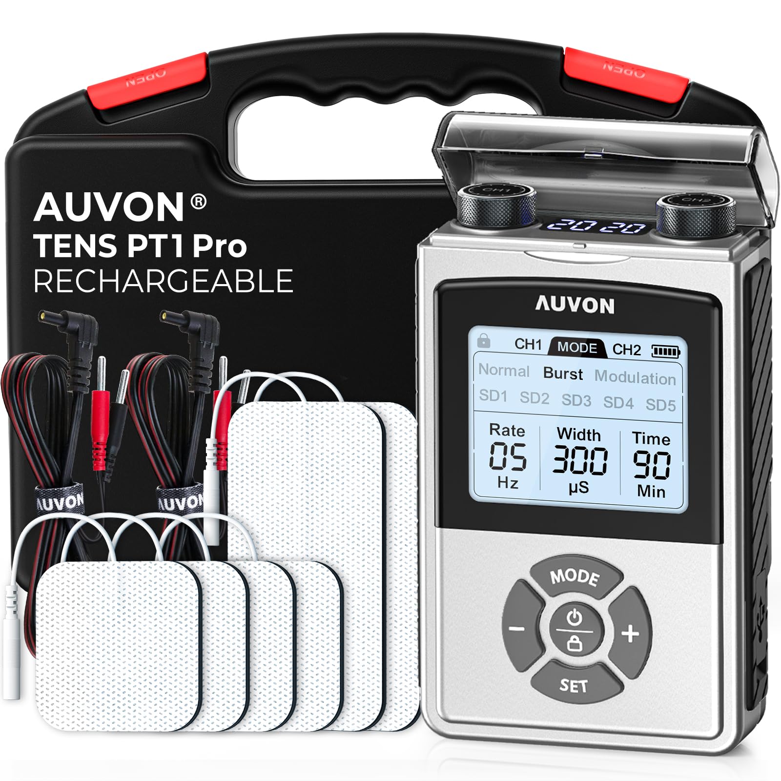AUVON PT1 Pro frontal mostrando pantalla y beneficio portabilidad