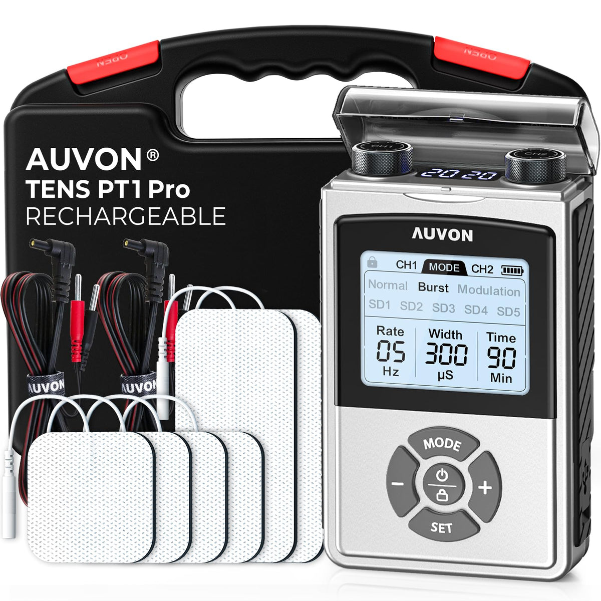 AUVON PT1 Pro frontal mostrando pantalla y beneficio portabilidad